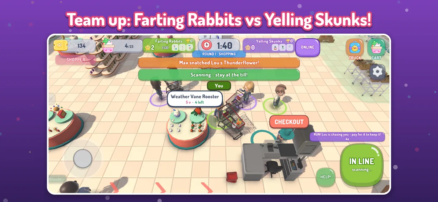 Team up: Farting Rabbits vs Yelling Skunks!